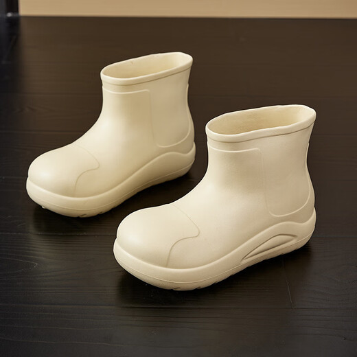 FUNOPPO Botas de lluvia de moda de suela gruesa para mujeres Tubo corto Botas suaves Botas de lluvia Botas de agua suave para mujeres Botas de agua ultra luz de agua