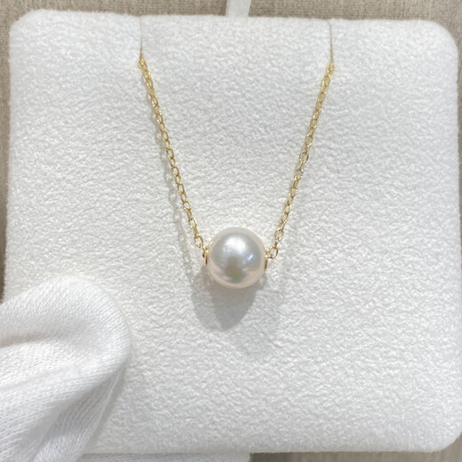 Cipu Japanese akoya natural seawater pearl necklace Passepartout pendant heavenly grade perfect round aurora flawless single 8-9mm silver chain