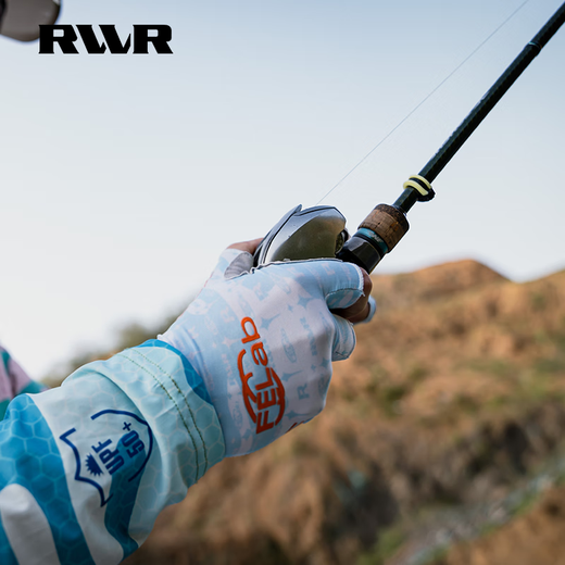 RVVR outdoor UPF50 ice silk sun protection gloves summer five-finger fishing blue M