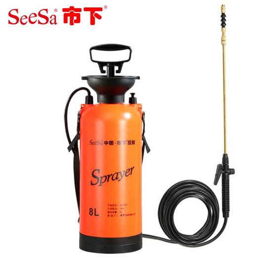 Shixia (seesa) Shixia brand watering kettle, gardening watering kettle, watering flower, pesticide sprayer, agricultural manual air pressure sprayer, 8L elbow telescopic copper rod with 6m leather pipe