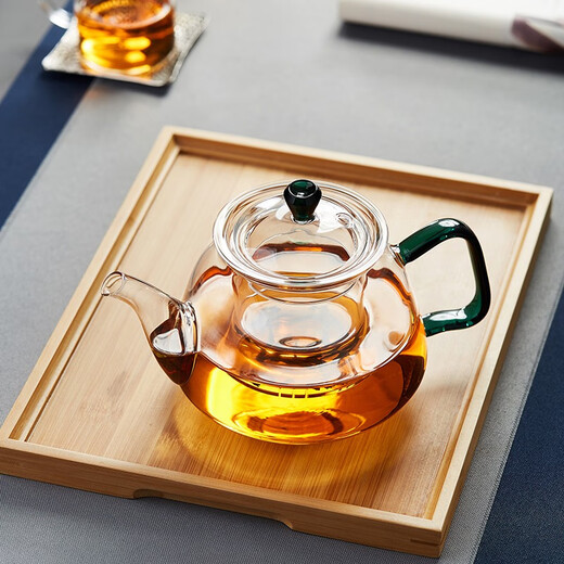 Mesni teapot glass teapot teapot Kung Fu tea set household thickened tropical-resistant filter liner kettle teapot green handle teapot 750ml