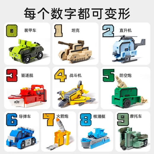 小小亲数字变形玩具机器人金刚儿童积木拼装字母3-6男孩生日六一节礼物 26个字母机器人-8形态-彩盒装