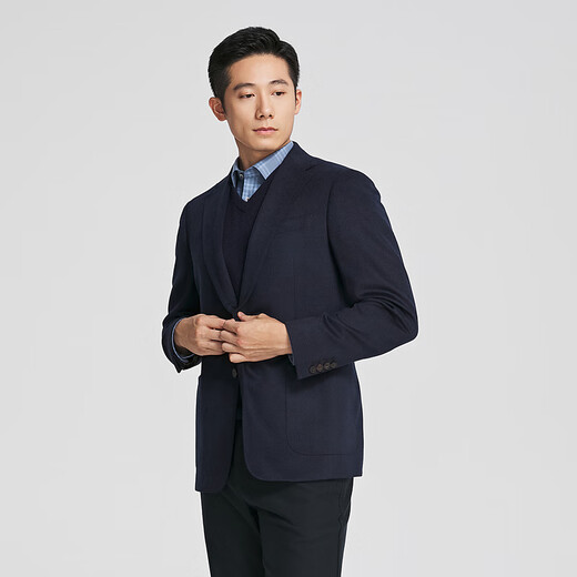 Youngor (YOUNGOR) suit men's business singles Western sheep wool 160 ultra-fine wool delicate, soft and smooth, same style as the mall, navy YXXX217261FLA L 175/96A
