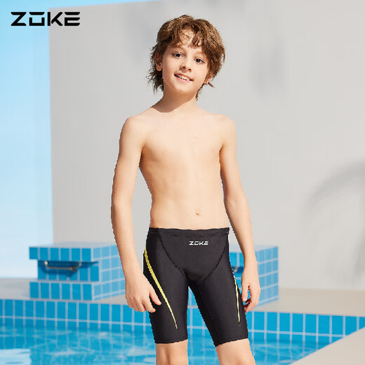 Zhouke boys swimming trunks children's swimsuit boys zoke medium and large children training teenagers five-point swimming trunks lake blue three-piece set swimming trunks + silicone swimming cap + swimming goggles 130 recommended height 118-125cm, weight 36