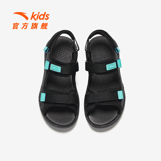 ANTA (ANTA) children's sandals, boys' shoes, 26 spring comfortable outdoor student open-toe beach shoes, black/clear blue-1 33