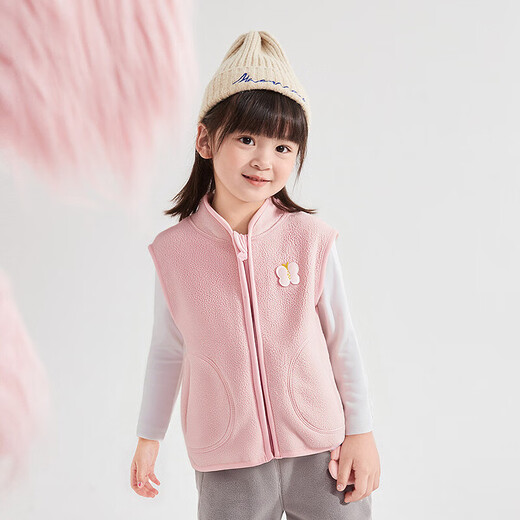 Disha Children's Clothing Girls Vest 2025 Autumn and Winter Children's Polar Fleece Jacket Baby Vest Pink 130