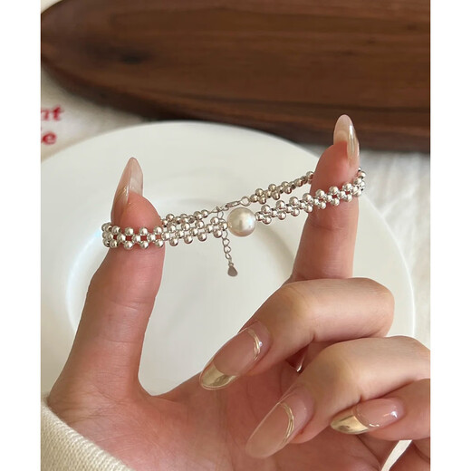 Ou Xi 2025 new sterling silver baby's breath small silver beads Shijia bracelet bracelet women's bracelet Chinese Valentine's Day birthday gift exquisite gift box Shijia small silver beads double-layer bracelet