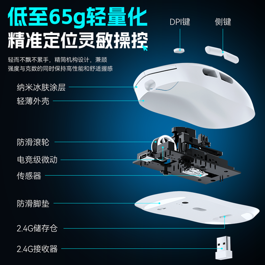 索盈优选商品【TP榜第一名】鼠标无线有蓝牙游戏电竞专用人体工学静音办*及时发货 玫瑰红轻量化设计丨电竞芯片丨超*及时发货