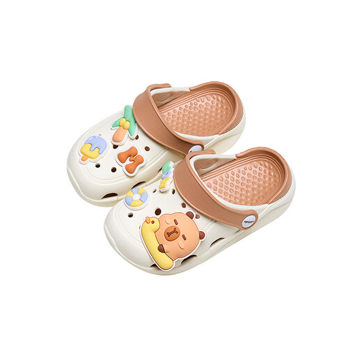 Balabala Children's Shoes Children's Crocs Cartoon Sandals Non-Slip Boys Girls Shoes 2025 Summer New Khaki Capybara 26