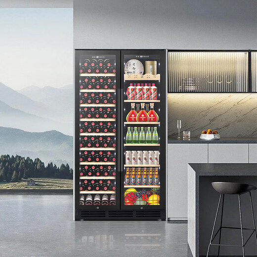 Bacchus red wine cabinet 250 bottles thermostat wine cabinet home commercial club office embedded YC710 dual temperature-ice bar + wine cabinet-1.91m high 125