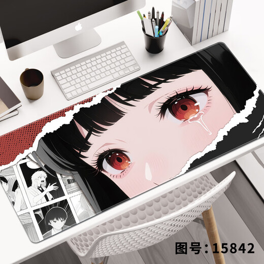汝沁莲黑白漫画风格鼠标垫超大号男女个性工位办公电脑书桌垫橡胶软垫键盘垫顺滑加厚锁边护腕垫防滑耐磨 15847【加厚锁边 亲肤顺滑】 长1000mmX宽500mmX厚2mm