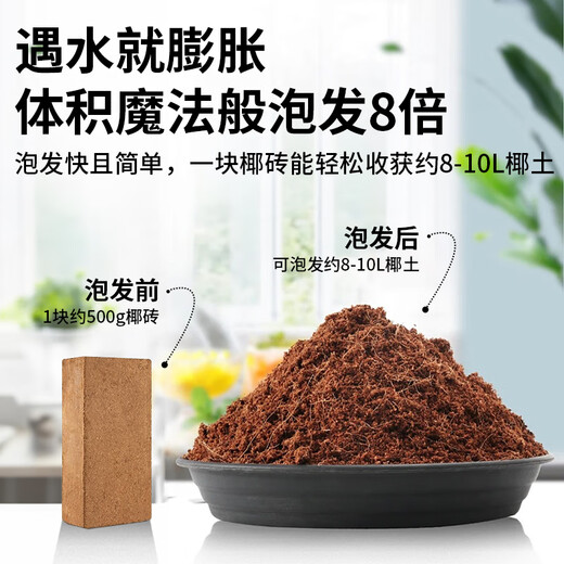 根力豆通用型椰糠砖椰壳砖椰砖营养土通用型养土养花土壤种植土脱盐批发 脱盐椰糠砖【675G一块】