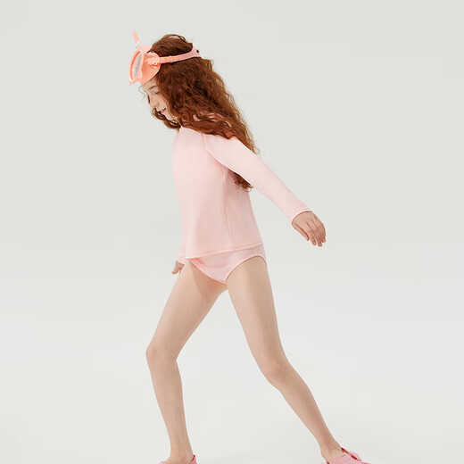 Jollybean | Children's Swimwear 25 Summer New Girls Long Sleeve Sun Protection Triangle Split Swimsuit Set Fluorite Pink 150 cm