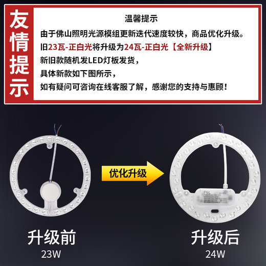 Foshan Lighting (FSL) led ceiling lamp wick replacement magnetic lamp plate patch modification lamp panel energy-saving round lamp 24w positive white light
