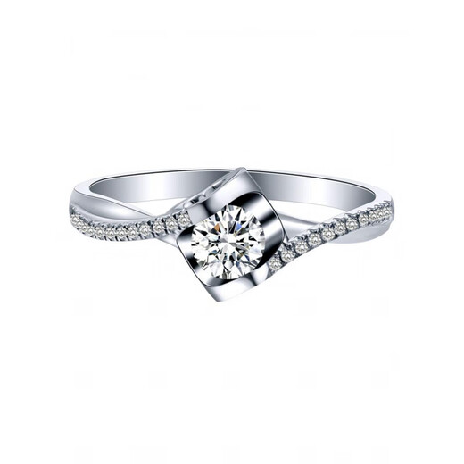 Nilan Fat Donglai same style pt950 platinum moissanite round bag ring 18K twisted arm angel kiss inlaid with moissanite diamond micro setting 50 points size 8