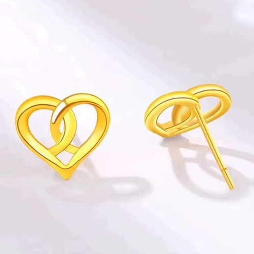 BMOI Old Phoenix 999 pure gold four-leaf clover earrings for women curved hook adzuki bean ear stick gold earrings earrings rabbit curved needle earrings a pair of old phoenix gold store style old phoenix