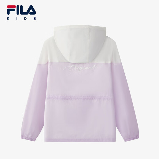 FILA Children's Sun Protection Clothing 2025 Autumn New Loose Hooded Woven Jacket for Girls, Middle and Large Children Cloud Mushroom White-WT 160