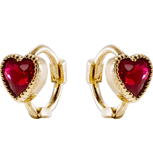 Yiqi quality 18k gold love earrings natural garnet earrings for women K gold ear bone rings ruby earrings love red