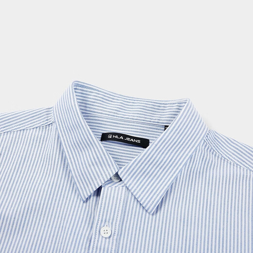 HLA海澜之家旗下黑鲸清爽条纹长袖衬衫男25年秋季宽松休闲衬衣男