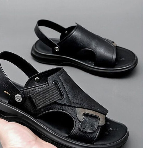 TTPMER Summer Men's Sandals Imitation Leather Comfortable Thick Sole Anti-Slip Beach Shoes Casual Soft Sole Sandals Gray 9923 38 [In Activity]