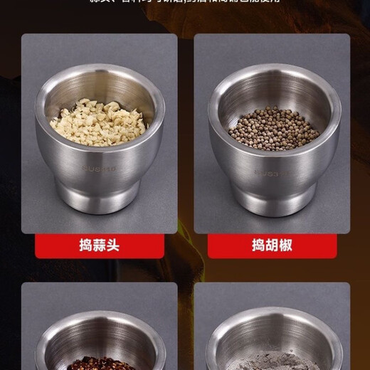 Zishi medical grade 316 stainless steel solid garlic masher household grinding and mashing jar manual garlic masher garlic mortar medical grade 316 stainless steel - drum type extra large