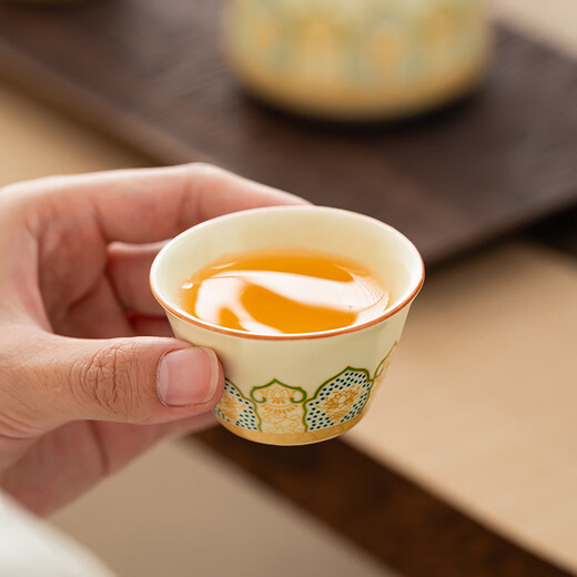 Bo Na Ling Tea Set Complete High-end Kung Fu Tea Set Portable Business Gift Practical Heartfelt Birthday Gift for Father and Elders Ru Kiln Ancient Charm 10-piece Set Chinese Dragon Gift Box