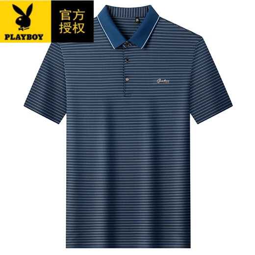 
Playboy (PLAYBOY) high-end new style dad summer short-sleeved T-shirt ice silk middle-aged men's POLO shirt middle-aged and elderly summer Father's Day short-sleeved 9922 blue M 165 recommended 90-120Jin [Jin equals 0.5 kg]