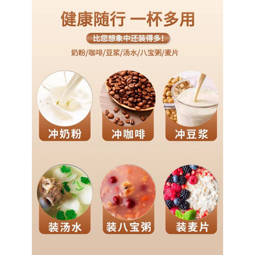 Ye Yu Mini Breakfast Cup Insulated Lunch Box Portable Office Workers Small Insulated Bucket Lunch Box Lunch Bucket Insulated Box Thermos Cup Rice Brown With Stainless Steel Folding Spoon 304 Stainless Steel Good Quality