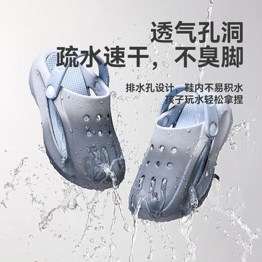 幸福玛丽(Cheerful Mario)男童洞洞鞋夏季2026新款大童儿童拖鞋男孩包头防滑宝宝沙滩鞋外穿 卡其色 16 内长18cm 10.5内长18cm_