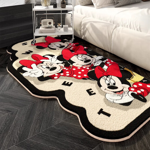 KAYE Cartoon Bedside Carpet Imitation Cashmere Girl Children's Room Thick Floor Mat Home Living Room Bedroom Princess Bedside Blanket FYR-SpongeBob Family 50X140cm