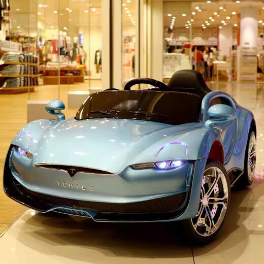 Jane's Tesla children's electric car four-wheel car children's remote control male and female baby four-wheel drive battery car white dual-drive ordinary seat electric drive