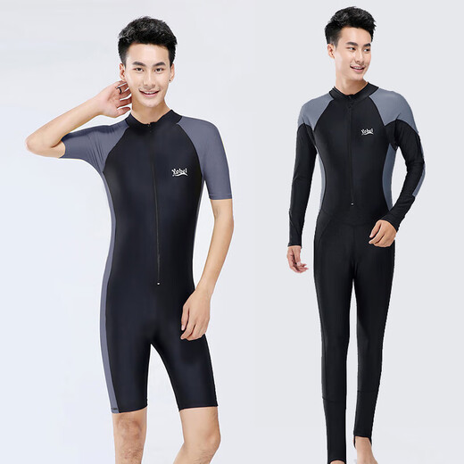 Manon Messiant One-piece Swimsuit Youth Plus Size Men's Wet Suit Jellyfish Suit Long Sleeve Long Pants Sun Protection Swimsuit Surfing Black Gray Long Sleeve One Size m Recommended Weight 105-12b