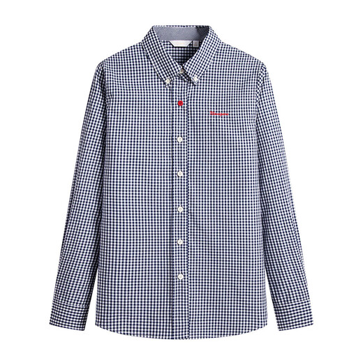 Navigare Italian dinghy women's plaid long-sleeved shirt spring and autumn pure cotton casual simple shirt thin top navy blue white M