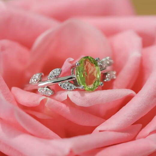 GEM STONE KING green peridot ring for women, 925 silver inlaid with 1.01 carat colored gemstones, as a Valentine’s Day gift for your girlfriend, US No. 9