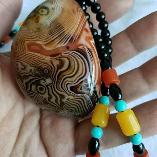 Museum Youdao agate raw stone pendant, sardonyx sweater chain, necklace pendant, agate small stone handle piece, 5 to 6 cm large handle