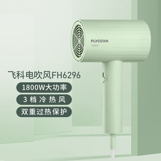Feike hair dryer household quick-drying portable student dormitory low-noise hot and cold air high-power hair dryer negative ion hair care hair dryer 6290/6276 non-negative ion model + constant temperature healthy soft wind FH6296 emerald green