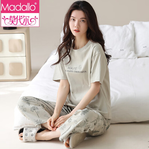 Modal short-sleeved cotton pajamas for women, summer trousers, home clothes, Korean style thin wearable summer cartoon pajamas Y9721 M (recommended 75-95Jin Jin equals 0.5kg)