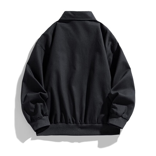 Wassup Sohot Jacket Men's Autumn and Winter Pure Cotton Washed Retro Jacket Men's Slim Lapel Work Jacket Black XL