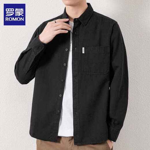 ROMON рубашка с длинными рукавами, мужская рубашка из чистого хлопка без железа, 2025, осенне-зимняя бархатная модная повседневная рубашка-куртка для мужчин, зеленый боб, XL, рекомендуется 126-140Jin Jin, вес 0,5 кг.