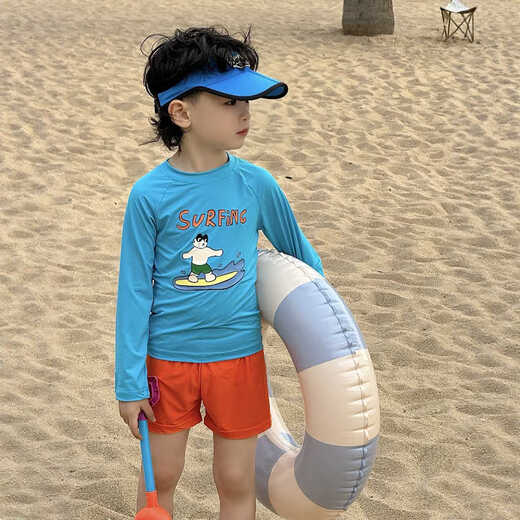 Zailu boys swimsuit 2025 new children's summer split swimsuit sun protection quick-drying swimsuit surfing suit seaside vacation kitten surfing swimsuit 100 100cm