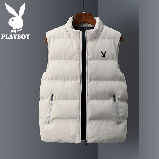 Playboy (PLAYBOY) Men's Vest Winter Vest Sleeveless Jacket Waistcoat Warm Stand Collar Trendy Autumn and Winter Jacket Business Casual Youth M55 Black 2025 New 5XL