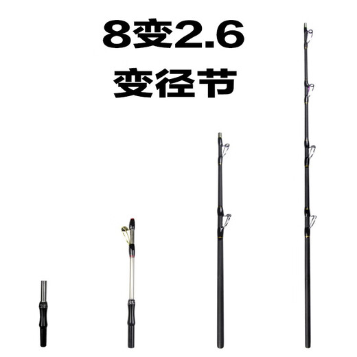 筏竿配节 变径节8变2.6mm筏钓竿阀杆配件筏杆筏竿B节 1283m 12cm金属空心变径 1.8M以下