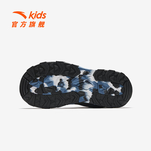 ANTA Children's Sandals Men's Big Children's Shoes 2025 Summer New Product Knob Buckle Outdoor Baotou Sports Shoes Anti-Slip Beach Shoes Dust Blue/Black-1 37