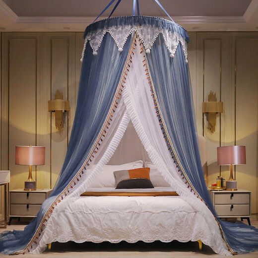 Yusenyi Customized 2022 New Installation-free Dome Ceiling Mosquito Net Home Princess Style Bedroom Hanging Floor-standing Tent Hair Ball-Rouge-Send Spare Suction Cup Without Light Double-layer Yarn 1 Point 2m 4 Feet Bed