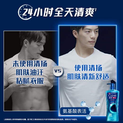 CLEAR Men's Shampoo and Shower Set Deep Sea Shower Gel 600g+100g + Refreshing Oil Control Shampoo 500g+100g