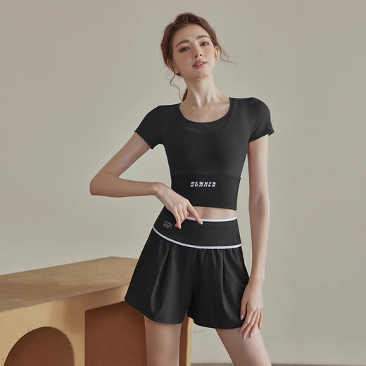 Zailu Yoga Wear Women's Suit Running Sports Tights Spring and Summer New Fitness Top Pilates Training White Short-Sleeved Top Fixed Cup Breast Pad S S Recommendation 80-95Jin Jin is equal to 0.5 kg