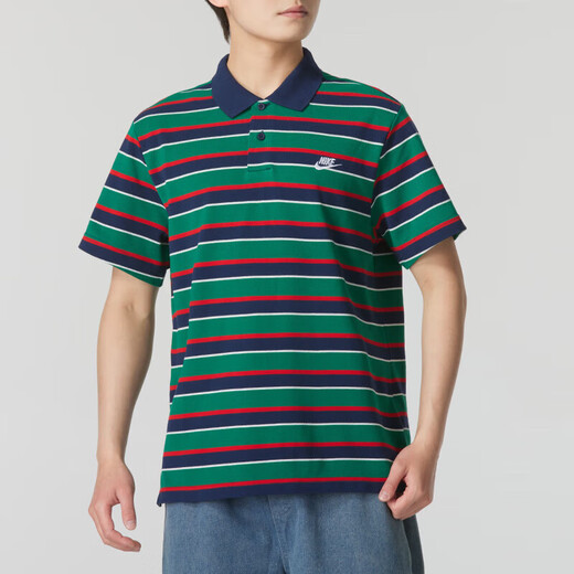 耐克（NIKE）男装 2025夏季新款时尚潮流POLO条纹短袖 宽松舒适休闲透气短裤 FN3897-410+DV9331-247 S