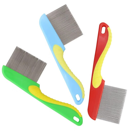 Universal flea comb for dogs and cats, stainless steel comb to remove eggs, pet grate comb to remove lice, comb to open knots, beauty seahorse comb, pet lice comb - blue - 1 piece 15.4*5.5cm