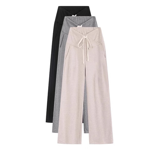 Ariana Maternity Pants, Spring and Autumn Style, Stylish Wide Leg Pants for Outside Belly Without Support during Pregnancy, Milk Tea Color, Thin, One Size Fits, Suitable for 80-110 Jin Jin equals 0.5 kg