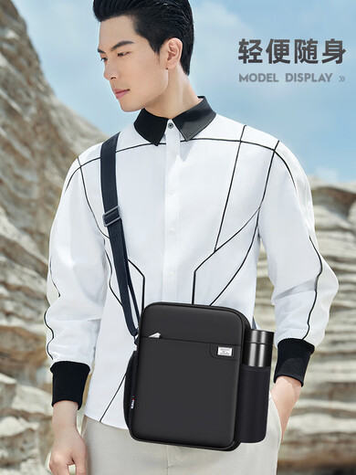 SEPTWOLVES SEPTWOLVES shoulder bag men's bag casual crossbody bag men's bag 2025 new dad canvas portable small backpack upgraded model double side pocket water cup umbrella